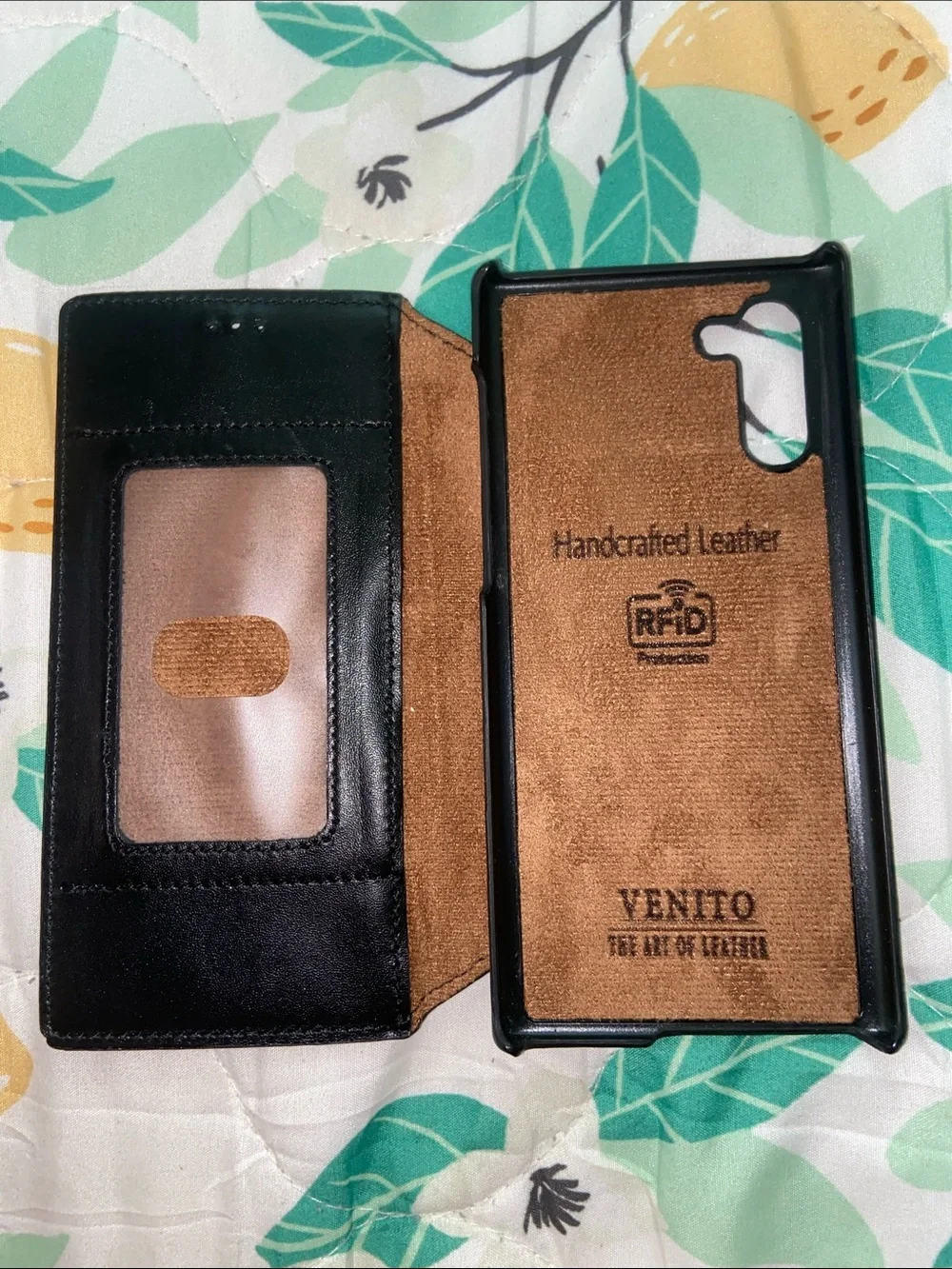 VENITO BLACK LEATHER S22 ID PHONE CASE 6.1” Wallet Snap-On